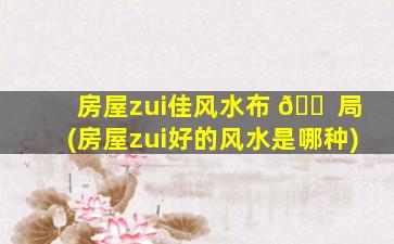 房屋zui
佳风水布 🐠 局(房屋zui
好的风水是哪种)